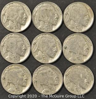 (9) Buffalo Nickels