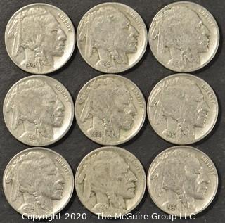 (9) Buffalo Nickels