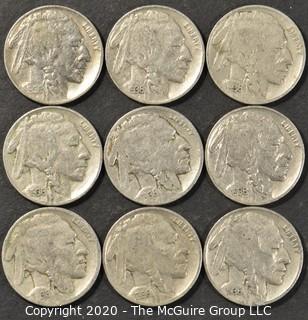 (9) Buffalo Nickels