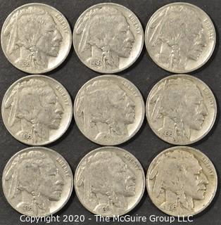 (9) Buffalo Nickels