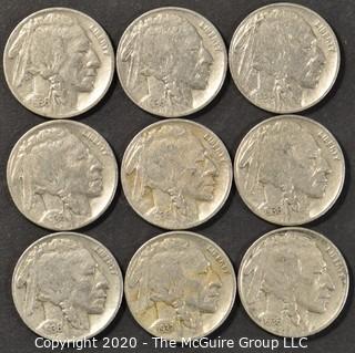 (9) Buffalo Nickels