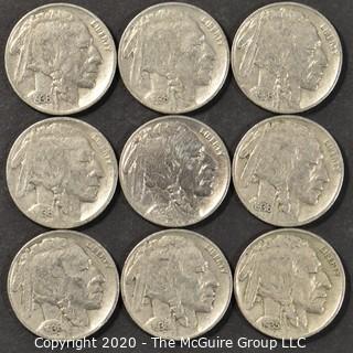 (9) Buffalo Nickels