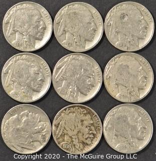 (9) Buffalo Nickels