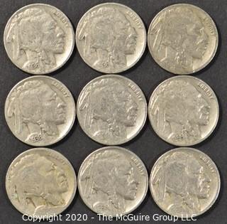 (9) Buffalo Nickels