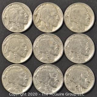 (9) Buffalo Nickels