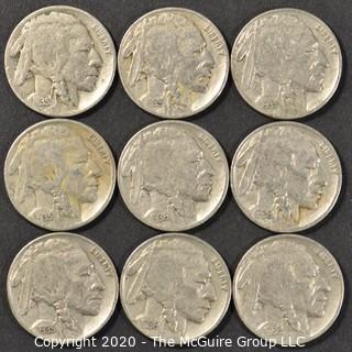 (9) Buffalo Nickels