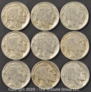 (9) Buffalo Nickels