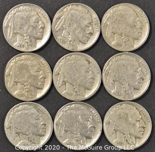 (9) Buffalo Nickels