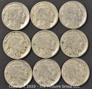 (9) Buffalo Nickels