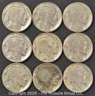 (9) Buffalo Nickels