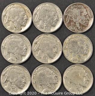 (9) Buffalo Nickels