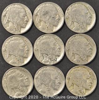 (9) Buffalo Nickels