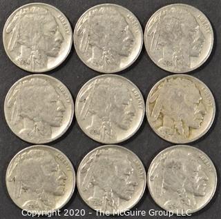 (9) Buffalo Nickels