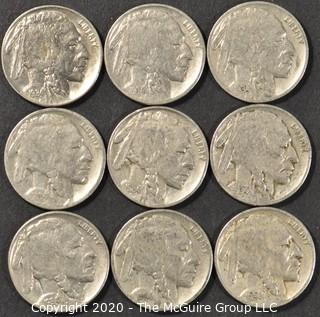 (9) Buffalo Nickels