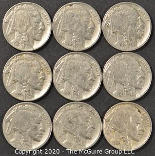 (9) Buffalo Nickels