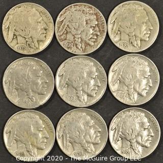 (9) Buffalo Nickels