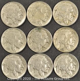 (9) Buffalo Nickels