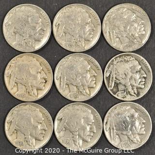 (9) Buffalo Nickels