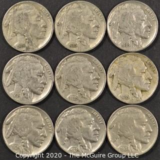 (9) Buffalo Nickels