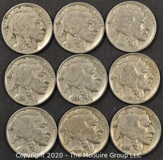 (9) Buffalo Nickels