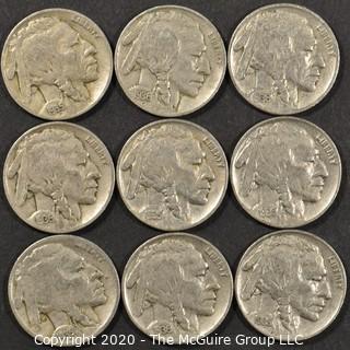 (9) Buffalo Nickels