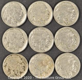 (9) Buffalo Nickels