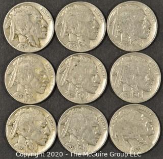 (9) Buffalo Nickels