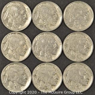 (9) Buffalo Nickels