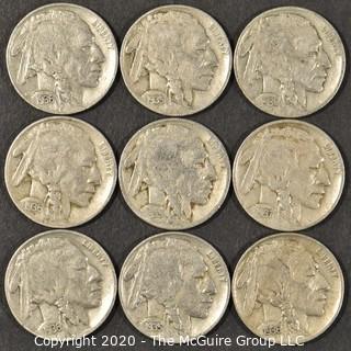 (9) Buffalo Nickels