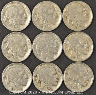 (9) Buffalo Nickels