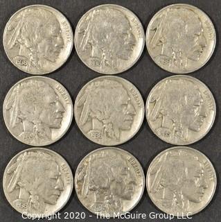 (9) Buffalo Nickels