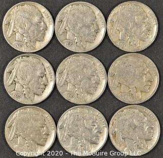 (9) Buffalo Nickels