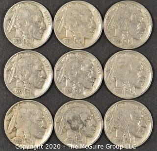 (9) Buffalo Nickels