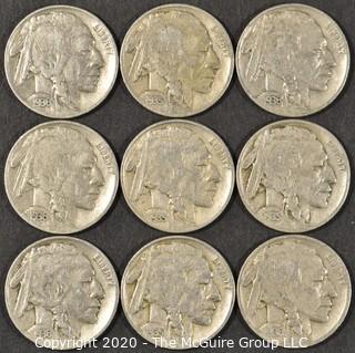 (9) Buffalo Nickels