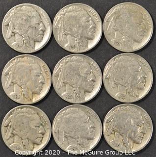 (9) Buffalo Nickels