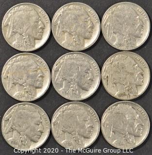 (9) Buffalo Nickels