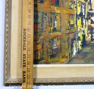 Framed Modern Abstract City Street Scene; Oil on Canvas Signed by Artist Ruby Joyce Bender.  Measures approximately 26" x 21".