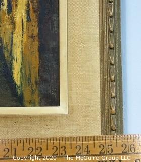 Framed Modern Abstract City Street Scene; Oil on Canvas Signed by Artist Ruby Joyce Bender.  Measures approximately 26" x 21".