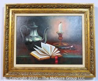 Gilt Framed Oil on Canvas of Still Life by Karoly Forgo (Hungarian, 1921-2001).  Measures approximately 31" x 26"