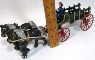 Horse Drawn Fire Carriage Toy.  Measures approximately 14" long.