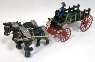 Horse Drawn Fire Carriage Toy.  Measures approximately 14" long.