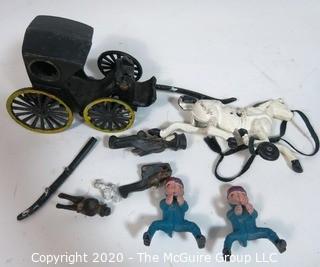 Cast Iron Horse Drawn Carriage Toy, Needs Repair. 