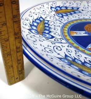  Large Italian Hand Painted Charger or Platter, Silvestrini Faenza.  Measures approximately 18 1/2" in diameter.