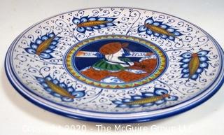  Large Italian Hand Painted Charger or Platter, Silvestrini Faenza.  Measures approximately 18 1/2" in diameter.