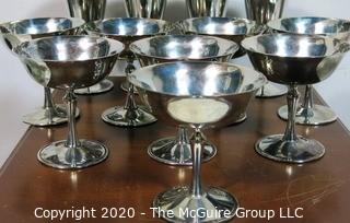 Set of 16 Silver Plated (8 Goblets & 8 Coupes) in Felt Lined Wooden Case, Marked De Uberti Italy