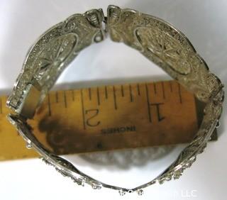 Sterling Silver Wide Filigree Bracelet.  Clasp is broken. 37.5 g