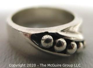 Sterling Silver Ring with Applied Bead Detail