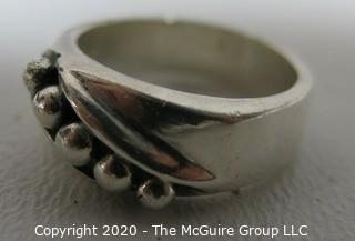 Sterling Silver Ring with Applied Bead Detail