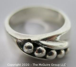 Sterling Silver Ring with Applied Bead Detail