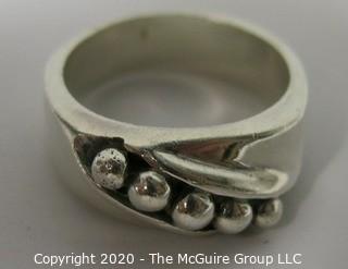 Sterling Silver Ring with Applied Bead Detail